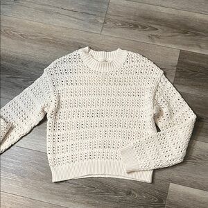 Elegant Cream Knit Women's Sweater